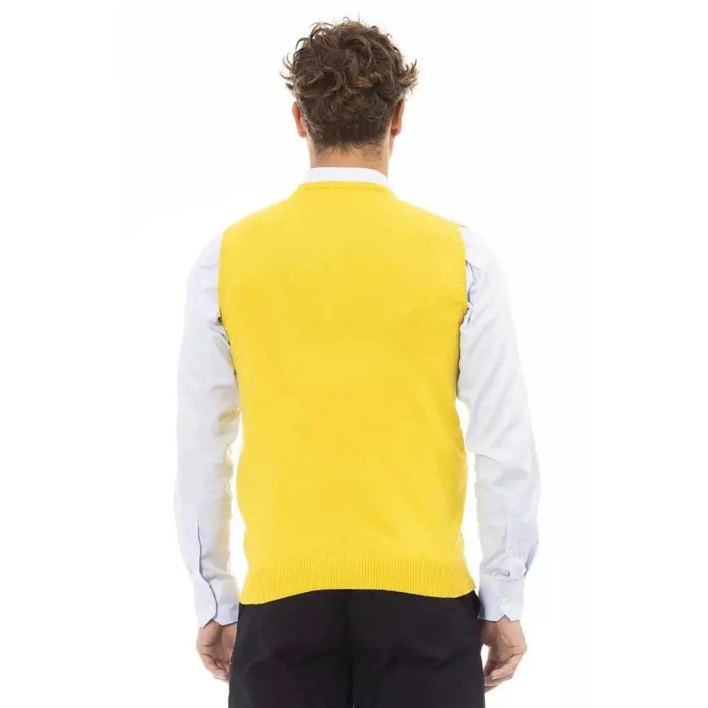 Alpha Studio Yellow Viscose Men Vest