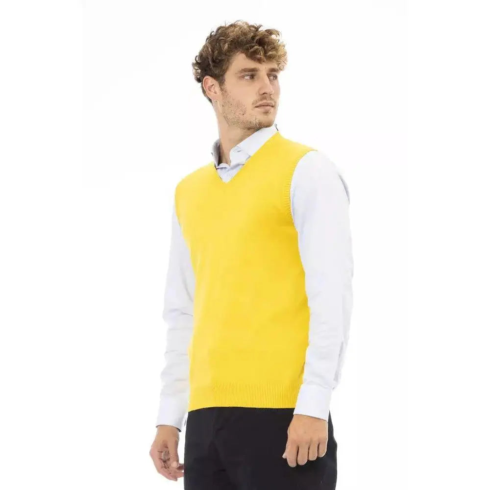 Alpha Studio Yellow Viscose Men Vest