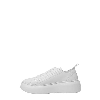 Armani Exchange hvide lædersneakers med platform sål