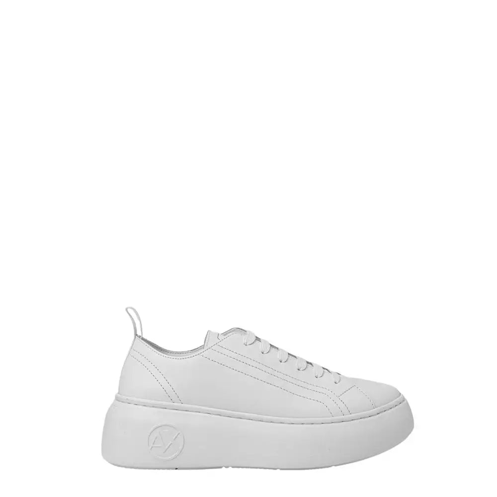 Armani exchange hvide lædersneakers med platform sål