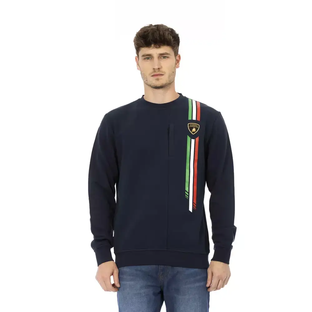 Automobili Lamborghini Blue Cotton Men Sweater - L - Sweaters