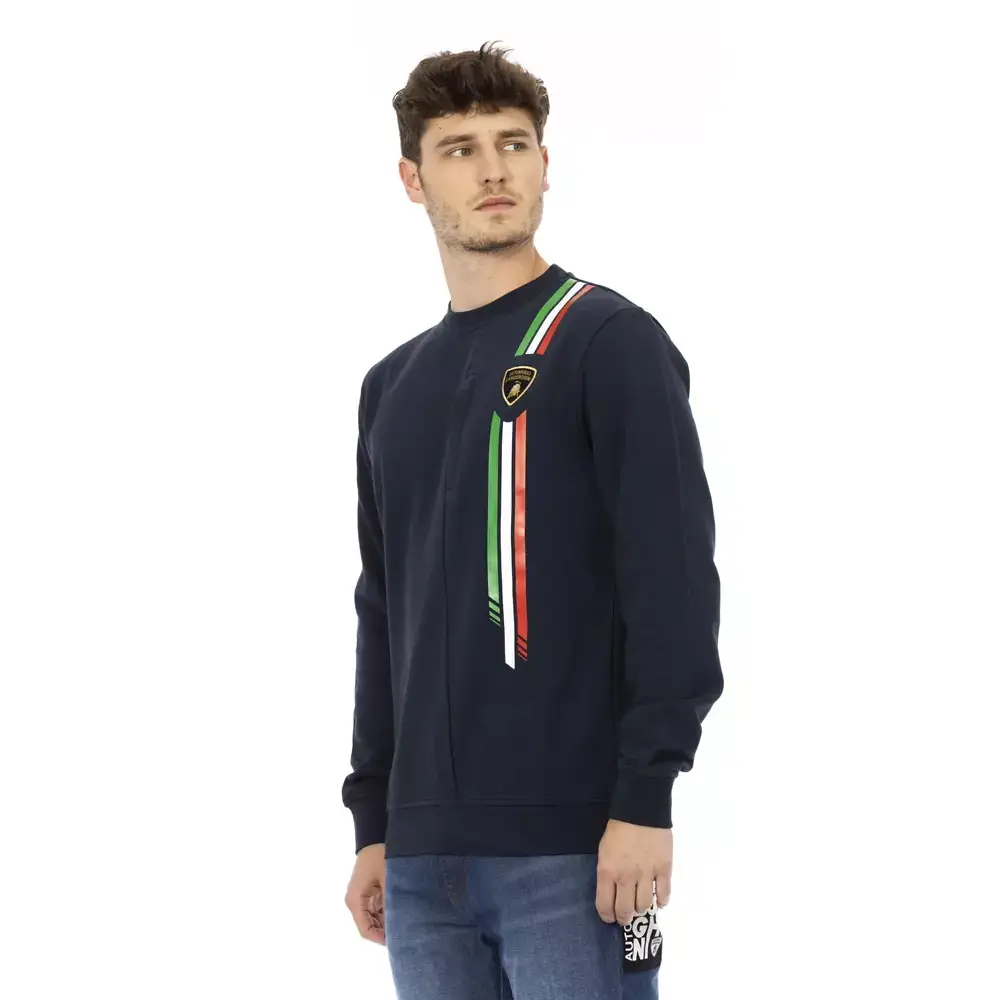 Automobili Lamborghini Blue Cotton Men Sweater - L - Sweaters