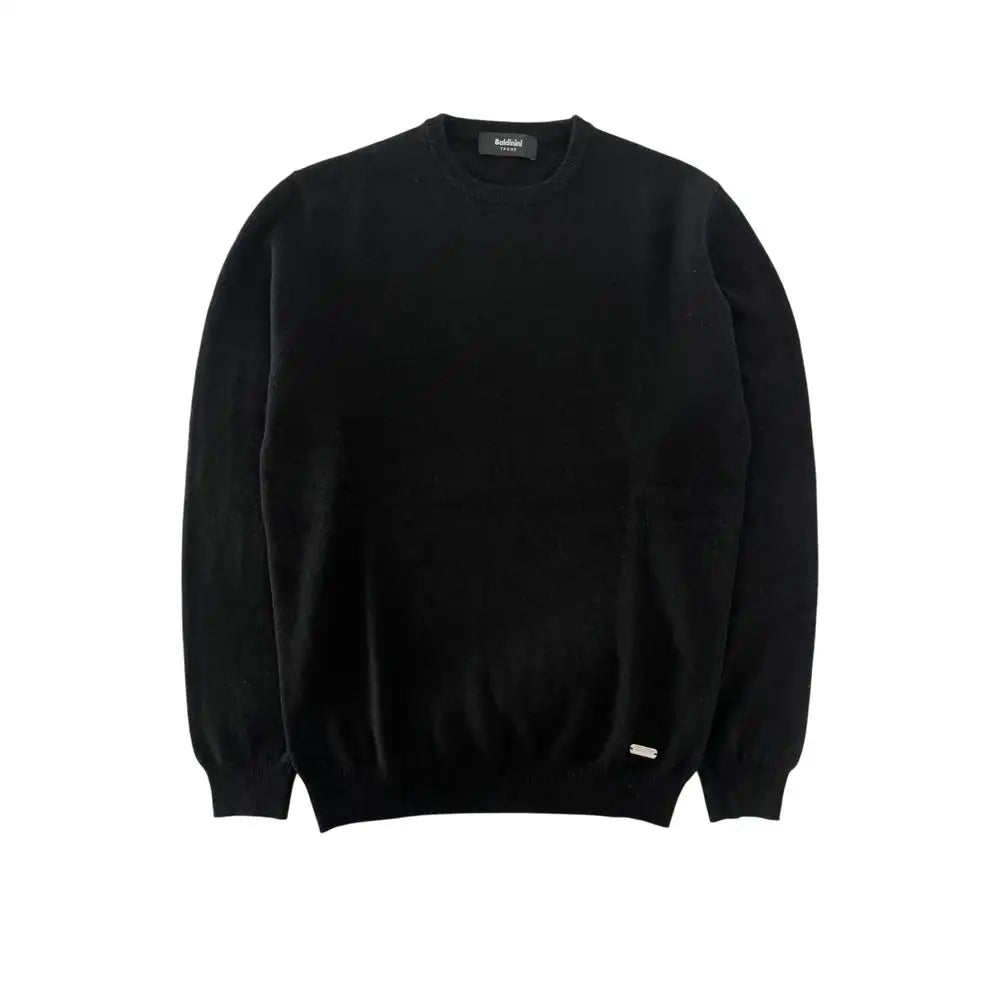 Baldinini Trend Black Cashmere Sweater med blød strik og ribbet manchetter