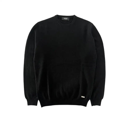 Baldinini Trend Black Cashmere Sweater med blød strik og ribbet manchetter