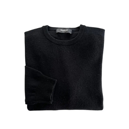 Baldinini trend black cashmere sweater med ribbed manchetter og halsudskæring