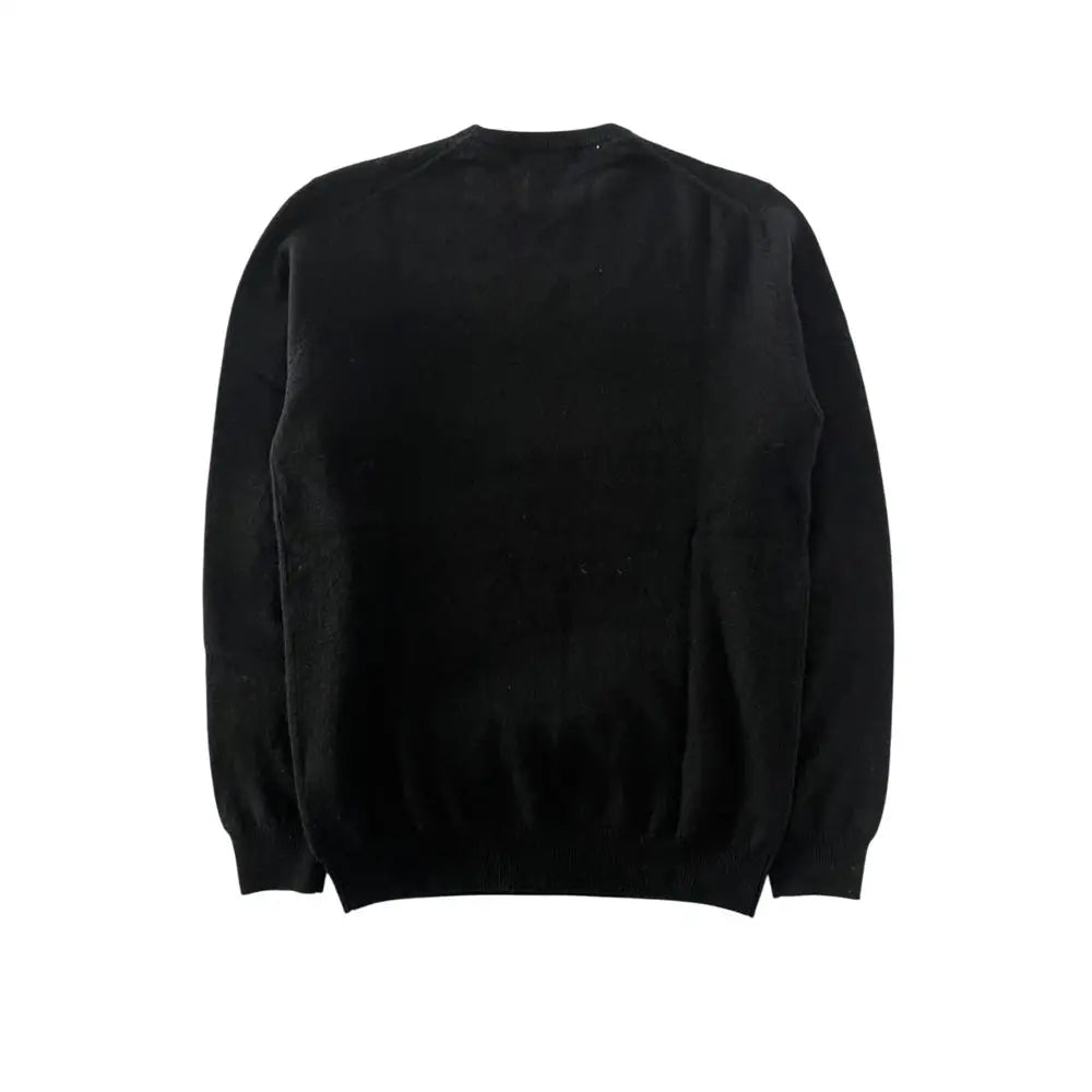 Baldinini trend black cashmere sweater med ribbed manchetter og kant