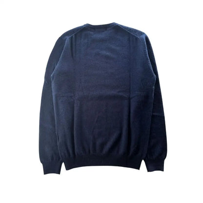 Baldinini Trend Blue Cashmere Men Sweater i mørk marineblå crewneck-strik