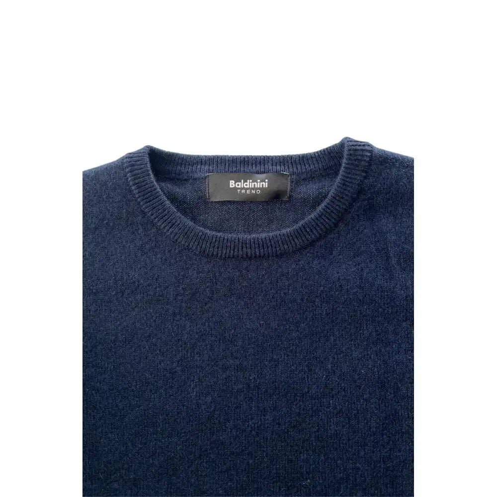 Navy blå cashmere sweater med ribbet hals fra Baldinini trend