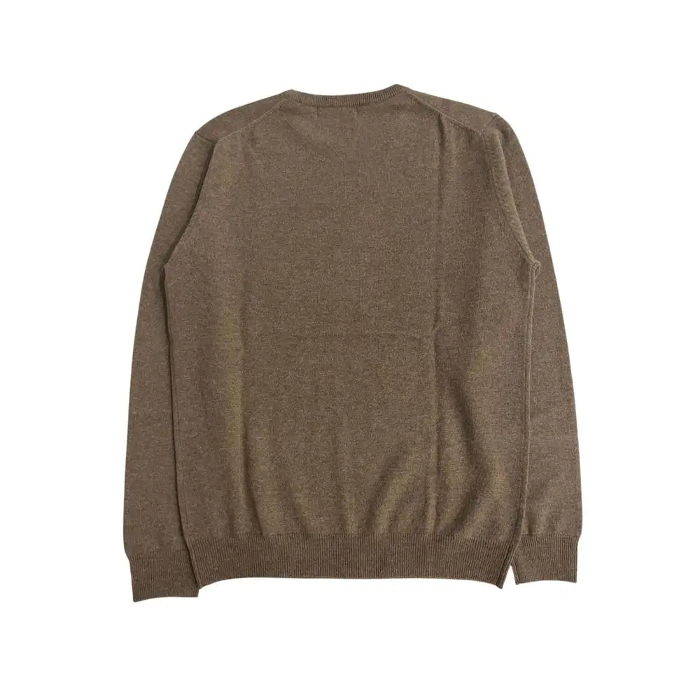 Baldinini Trend høj kvalitet brun cashmere sweater med heathered tekstur