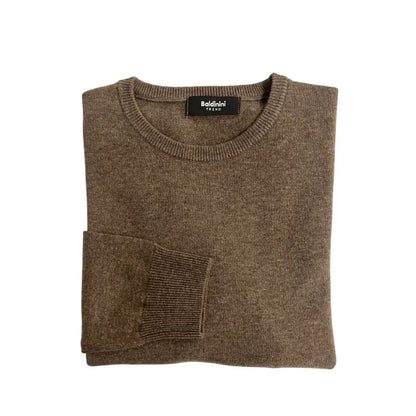 Baldinini trend brun cashmere sweater med høj kvalitet ribkant