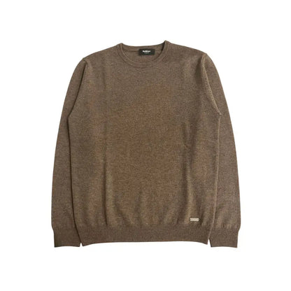 Baldinini Trend høj kvalitet brun cashmere sweater med ribkant