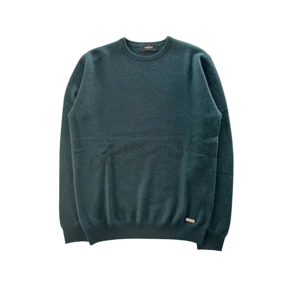 Baldinini Trend grøn cashmere sweater med ribbet manchetter