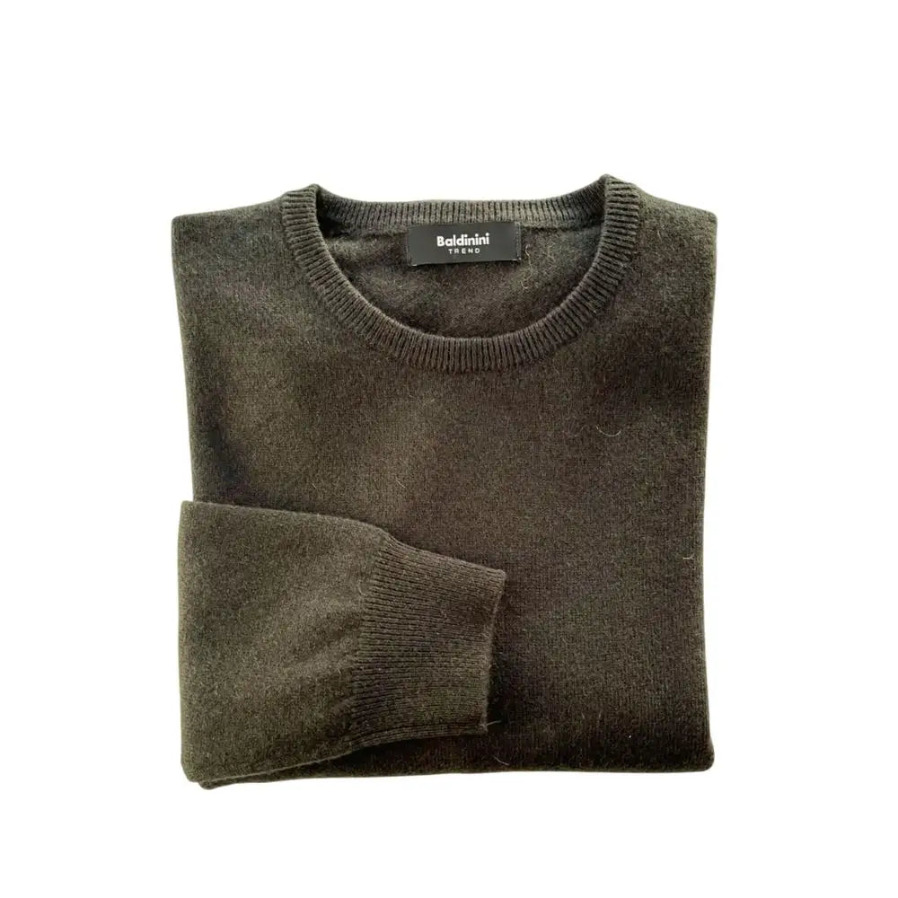 Baldinini Trend green cashmere sweater, folded olive with ribbed neck