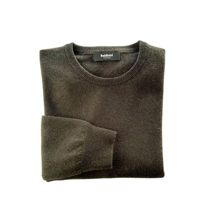 Baldinini Trend green cashmere sweater, folded olive with ribbed neck