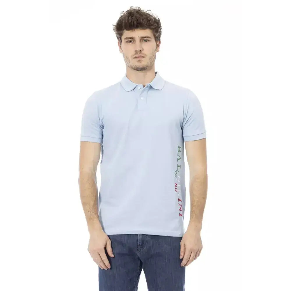 Baldinini Trend Light Blue Cotton Men Polo Shirt