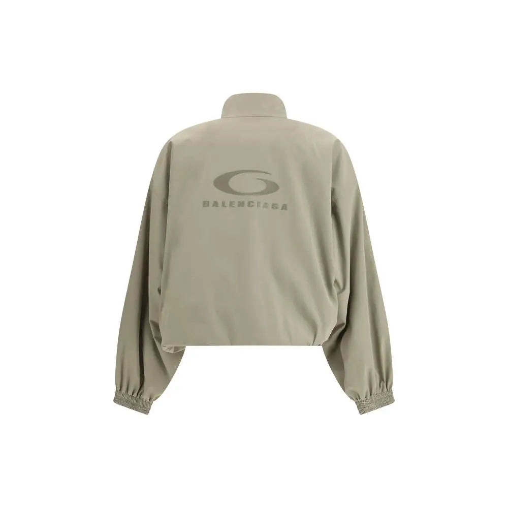 Beige Balenciaga polyester sweatshirt med subtilt logo på ryggen