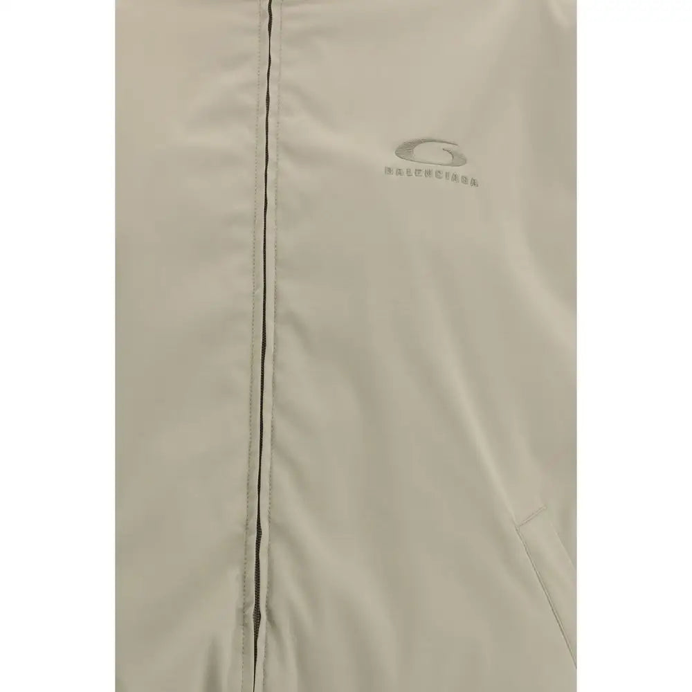 Balenciaga beige polyester sweatshirt with oakley jacket style, gray logo and zipper