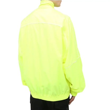 Balenciaga bicolor polyamide bomber i neon gul med hvide syninger