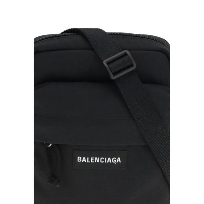 Balenciaga black polyamide shoulder bag med minimalistisk design og holdbart stof