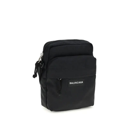 Balenciaga black polyamide shoulder bag with minimalist design and silver zipper