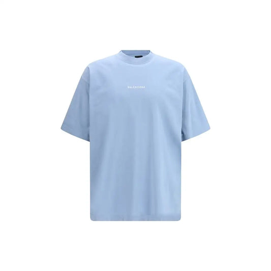 Balenciaga light blue oversized t-shirt med minimalistisk hvid logo