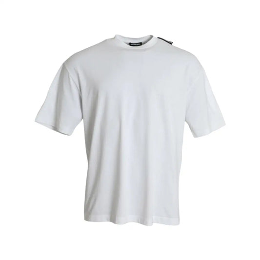 Balenciaga Off White Cotton Jersey Round Neck T-shirt