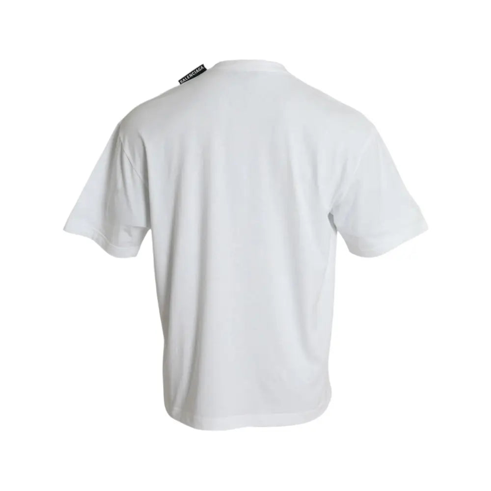 Balenciaga Off White Cotton Jersey Round Neck T-shirt