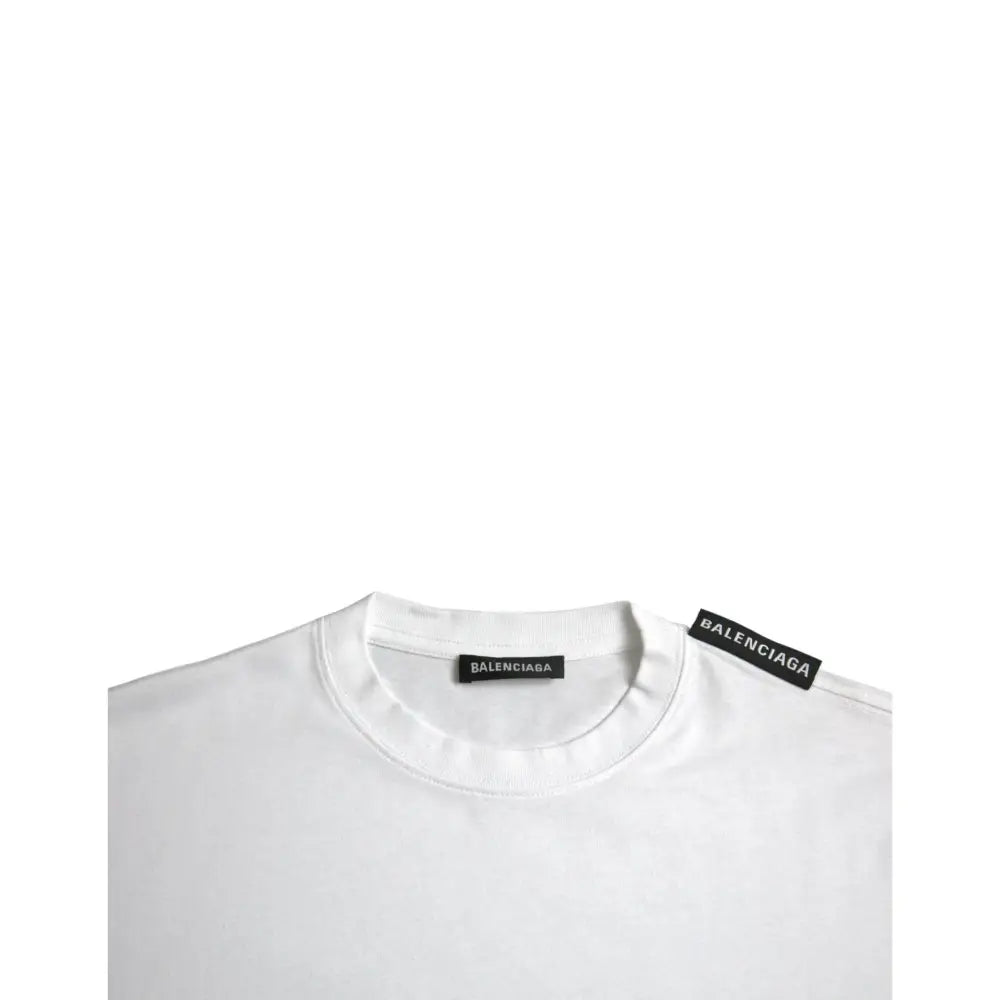Balenciaga Off White Cotton Jersey Round Neck T-shirt