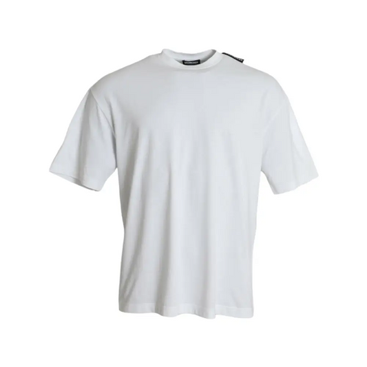 Hvid Balenciaga oversized t-shirt i off white cotton jersey med sort branding