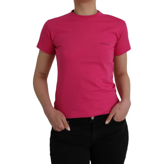 Balenciaga Pink Cotton Crew Neck Short Sleeves Tee T-shirt - T-shirts