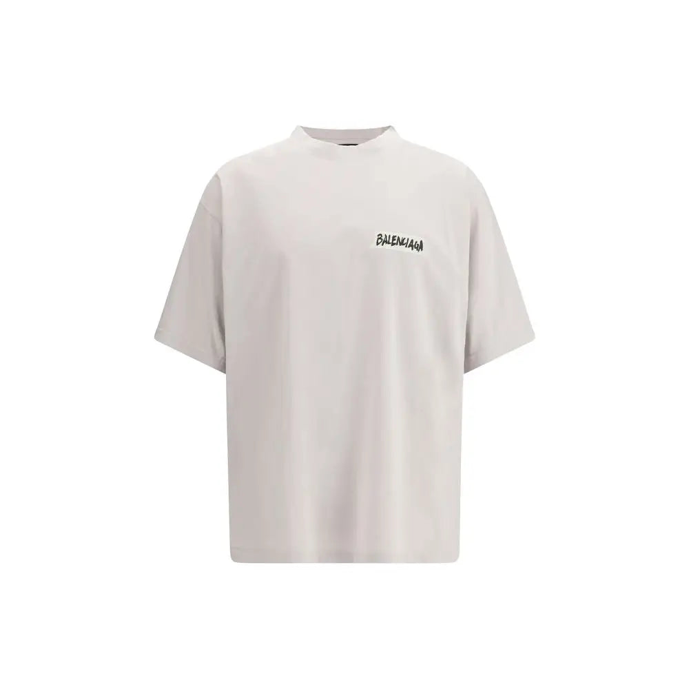 Off-white Balenciaga white cotton t-shirt med minimalist sort logo