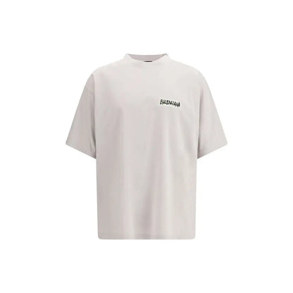 Off-white Balenciaga white cotton t-shirt med minimalist sort logo