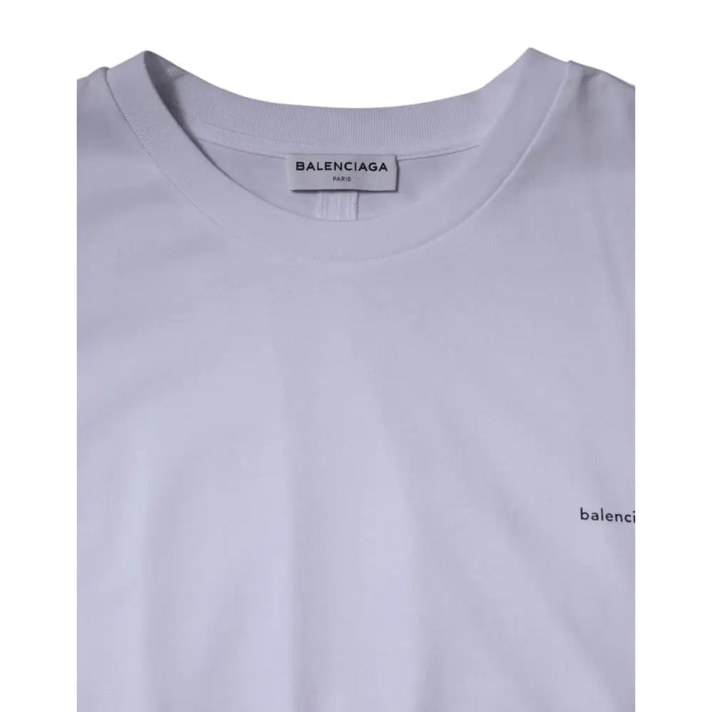 Balenciaga White Logo Cotton Crew Neck Short Sleeves T-shirt