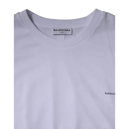 Balenciaga White Logo Cotton Crew Neck Short Sleeves T-shirt
