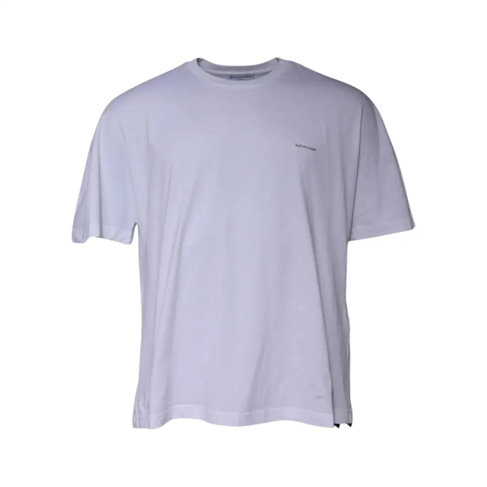 Balenciaga White Logo Cotton Crew Neck Short Sleeves T-shirt