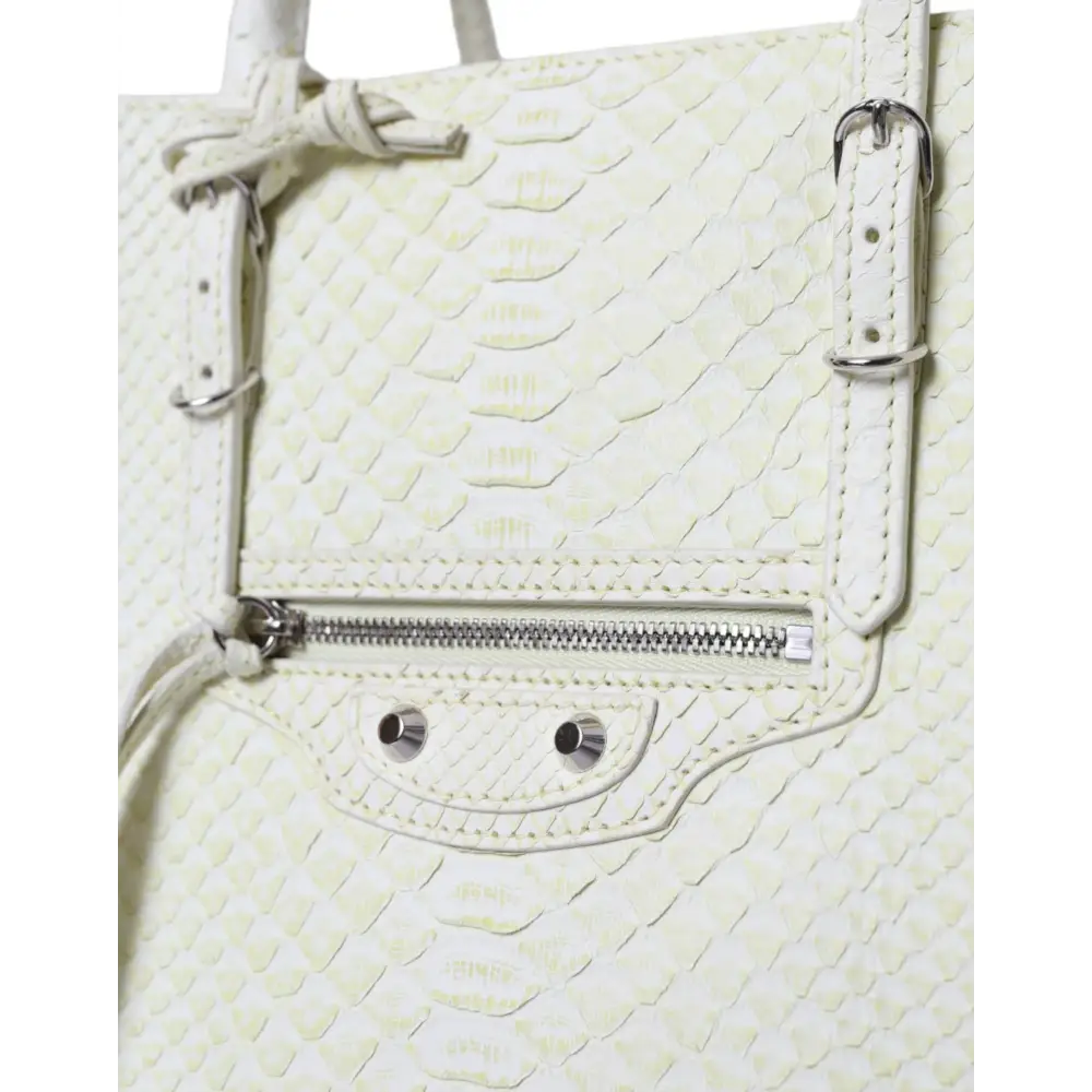 Balenciaga hvid gul eksotisk skind læder shopping tote PAPIER taske