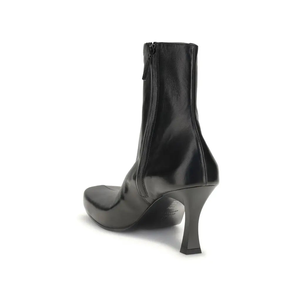 Balenciaga x Scholl ankle boots i sort patentlæder med blokhæl