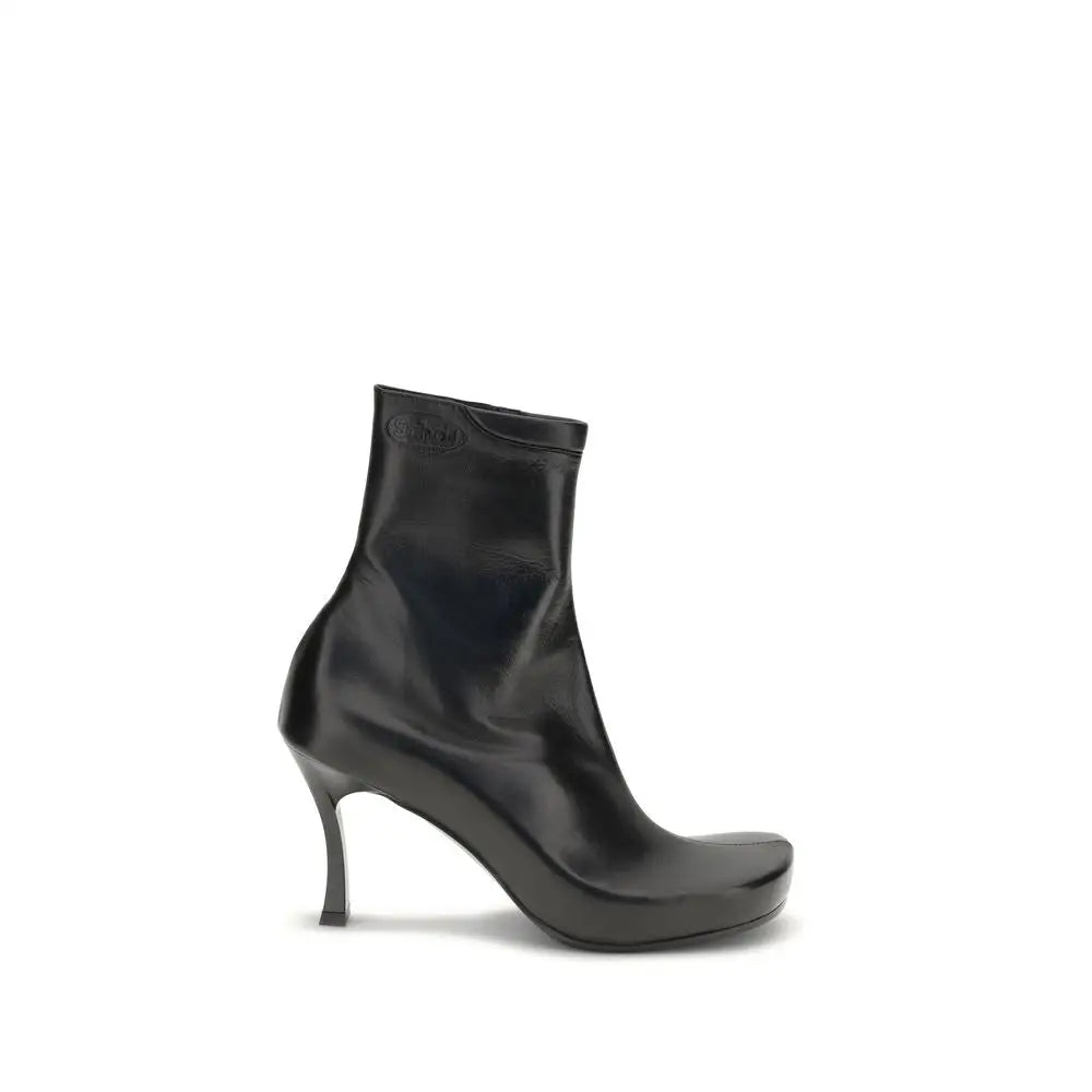 Sorte Balenciaga x Scholl ankle boots i sort patentlæder med tynd høj hæl