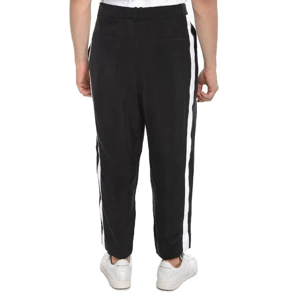 Balmain sorte cropped pants med hvide striber, 100% originale brands