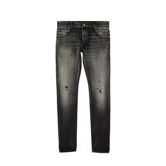 Balmain black cotton skinny jeans med distressed denim og faded vask