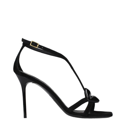 Balmain Black Leather Stiletto Heel Sandals - Højhælede sko