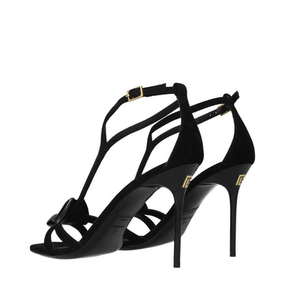 Balmain Black Leather Stiletto Heel Sandals - Højhælede sko