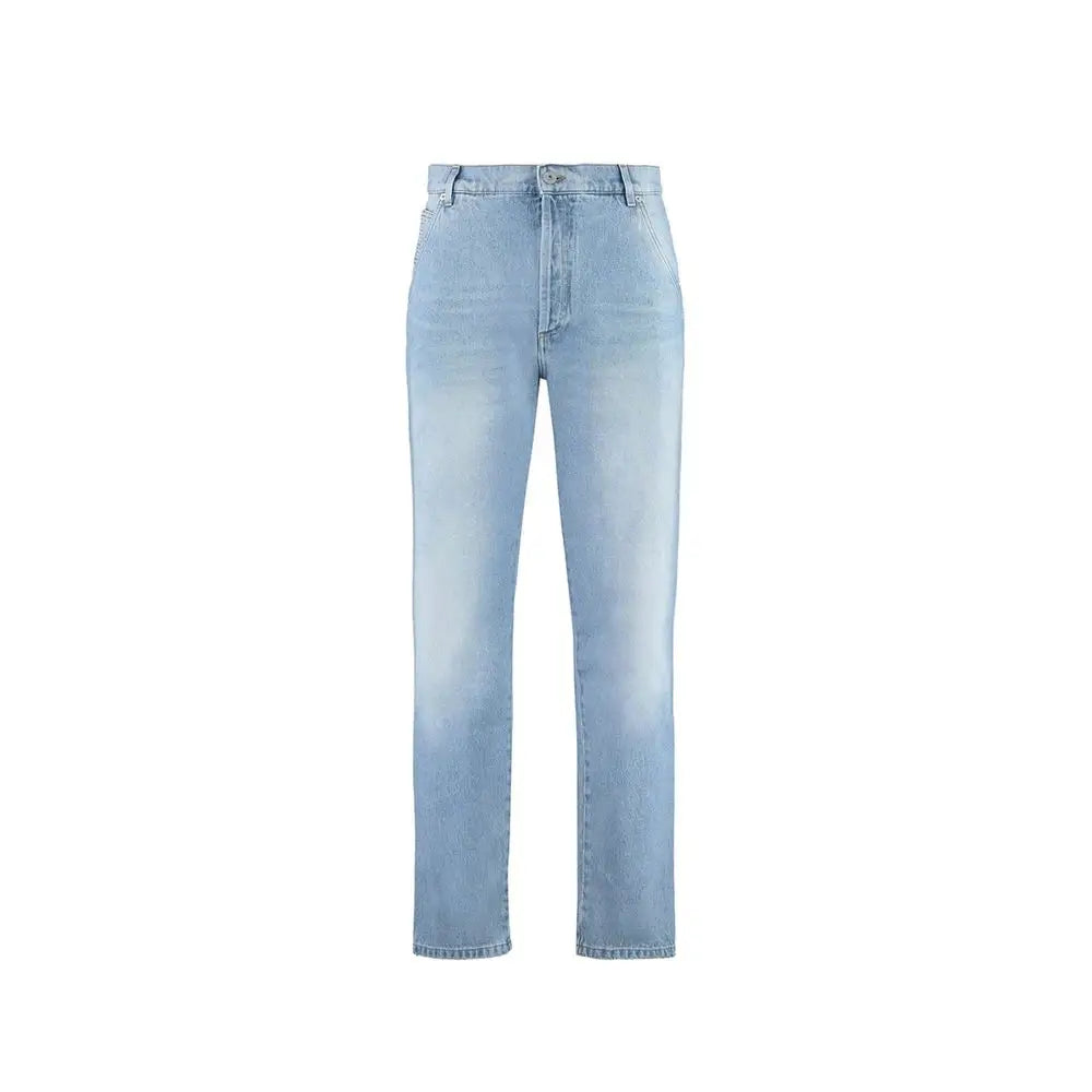 Balmain Blue Cotton Straight-Leg Jeans