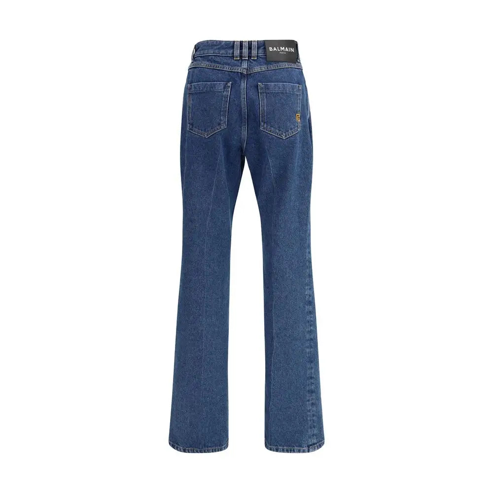 Balmain blå bomuld straight-leg jeans med klassisk snit