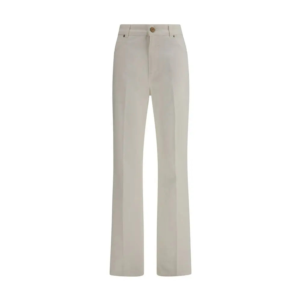 Balmain hvide bomulds straight-leg jeans i creme med klassisk knap