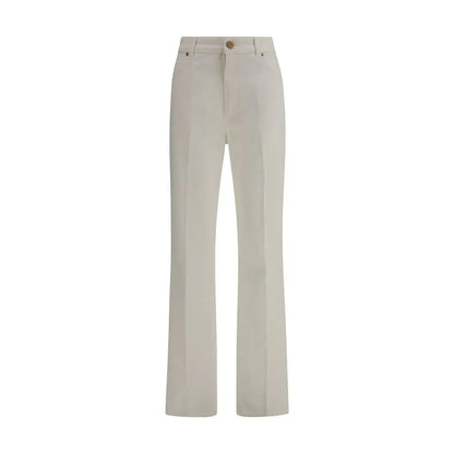Balmain hvide bomulds straight-leg jeans i creme med klassisk knap