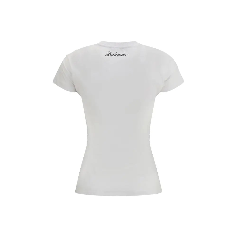 Balmain hvid bomuld T-shirt, 100% originale brands, spar 30-70% på mode