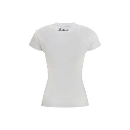 Balmain hvid bomuld T-shirt, 100% originale brands, spar 30-70% på mode