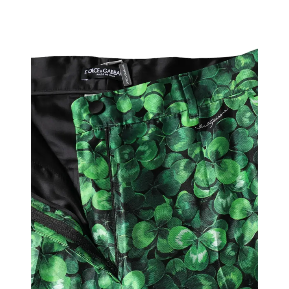 Grønne Dolce & Gabbana shamrock-satin bukser, outlet mærkevarer 100% originale