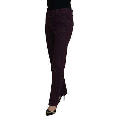 BENCIVENGA Purple Cotton Mid Waist Women Tapered Pants